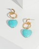 Blue Stone Detail Love Heart Earrings