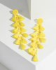 Yellow Beaded Tassel Drop Statement Earrings