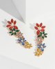 Multi Colour Multi Crystal Flower Drop Earrings