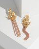 Gold Metal Flower Cluster Crystal Drop Earrings
