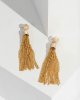 Gold Beaded Tassel Long Earrings