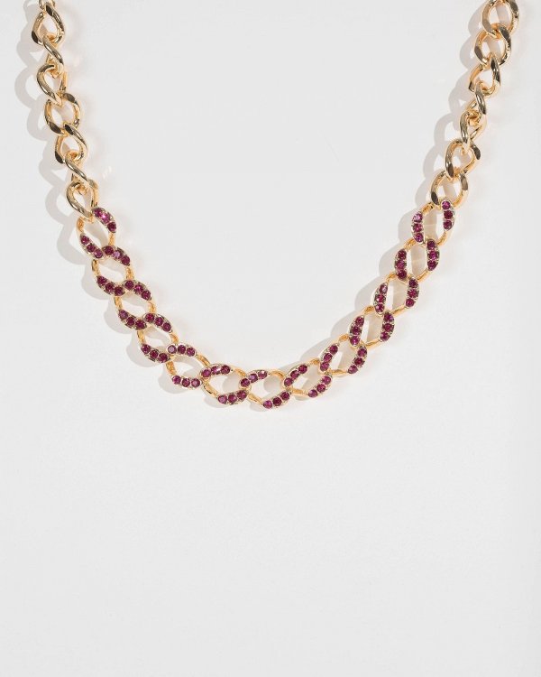 Gold Chunky Diamante Chain Necklace