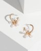 Gold Pearl Detail Daisy Drop Earrings