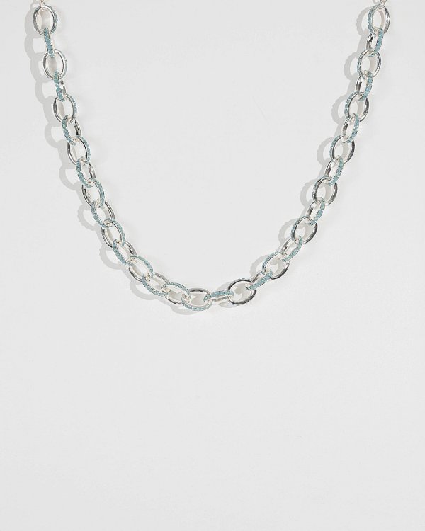 Silver Statement Beaded Chain Necklace