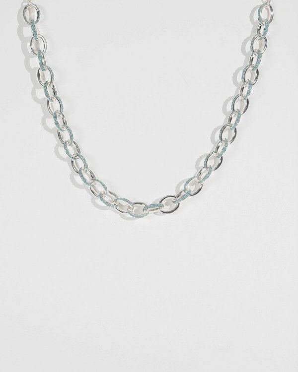 Silver Statement Beaded Chain Necklace