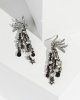 Gunmetal Flare Drop Star & Pearl Stud Earrings